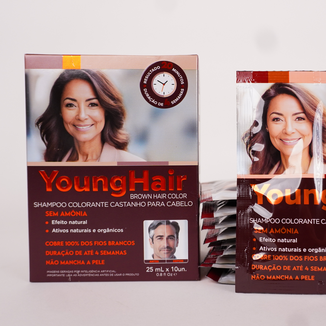 Shampoo Tonalizante Cor Marrom Sachês - Young Hair