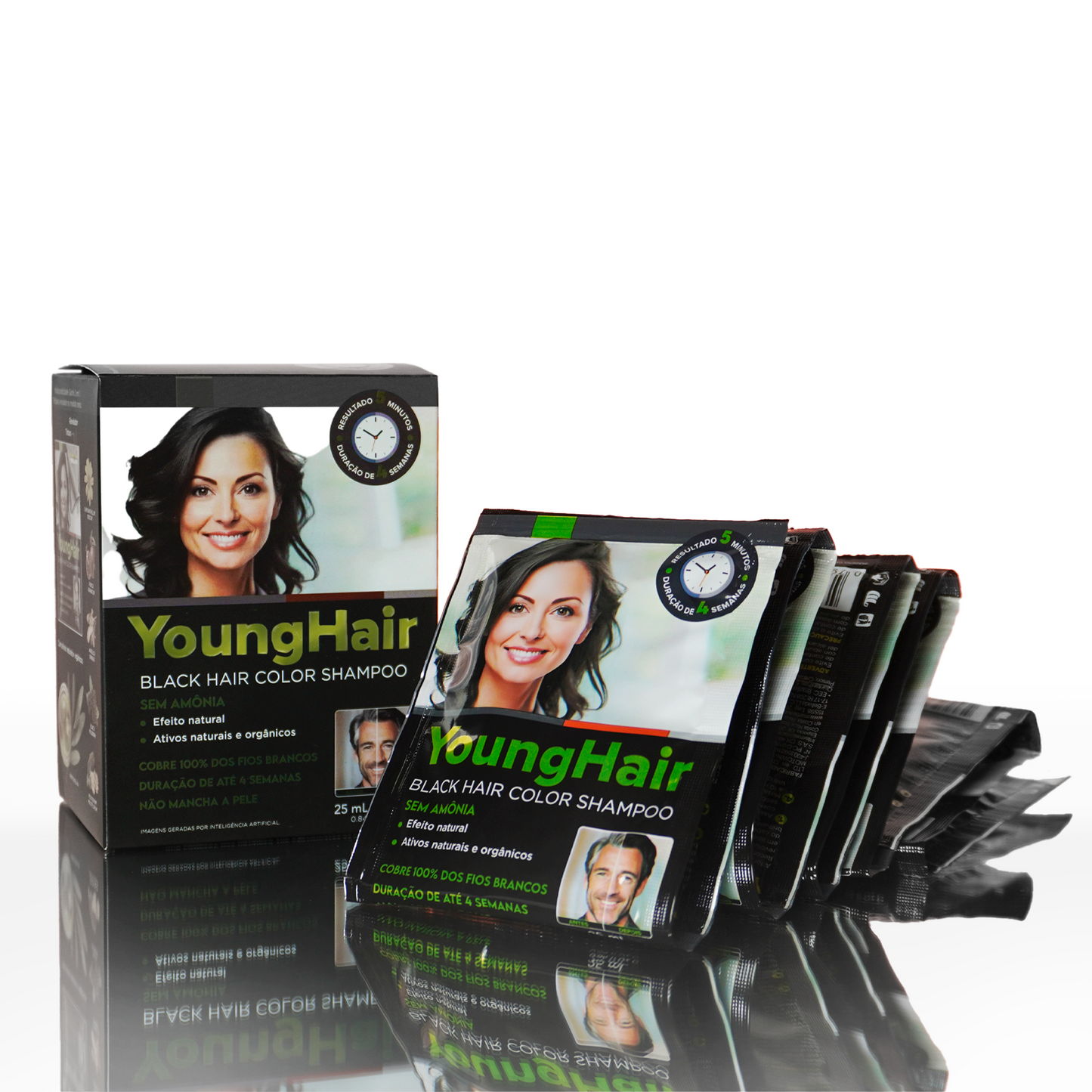 Shampoo Tonalizante Cor Preto Sachês - Young Hair